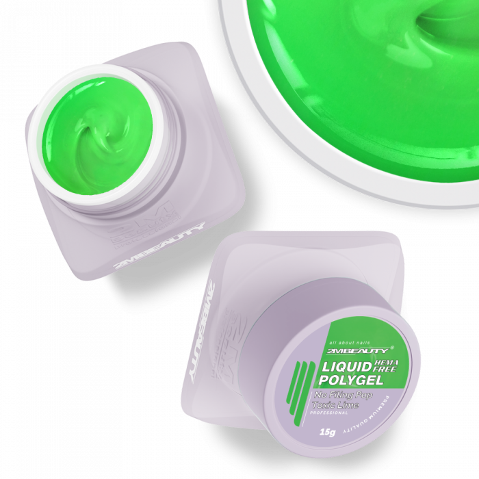 Liquid Polygel No Filing - Pop - Toxic Lime - HEMA Mentes Reszelésmentes Építőzselé (50g) (2)