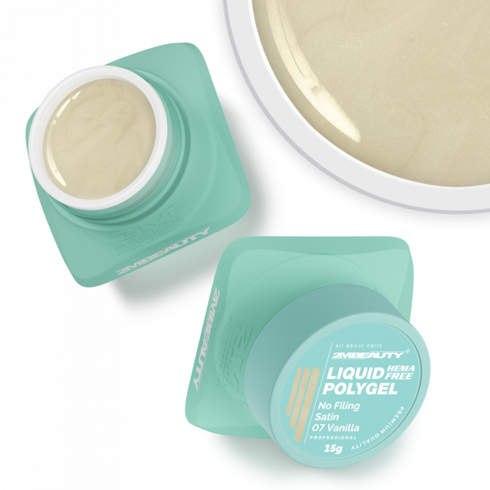Liquid Polygel No Filing - Satin - 07 Vanilla - HEMA Mentes Reszelésmentes Építőzselé (15g) (2)