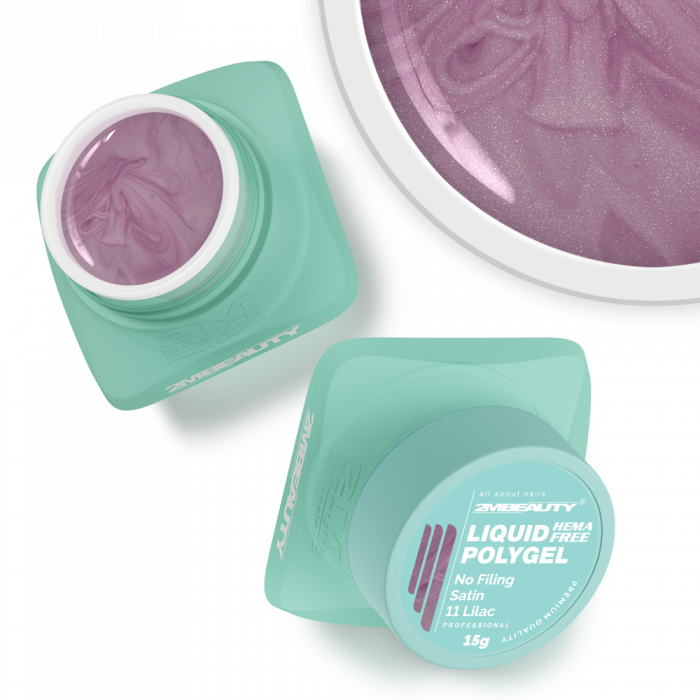 Liquid Polygel No Filing - Satin - 11 Lilac - HEMA Mentes Reszelésmentes Építőzselé (15g) (2)