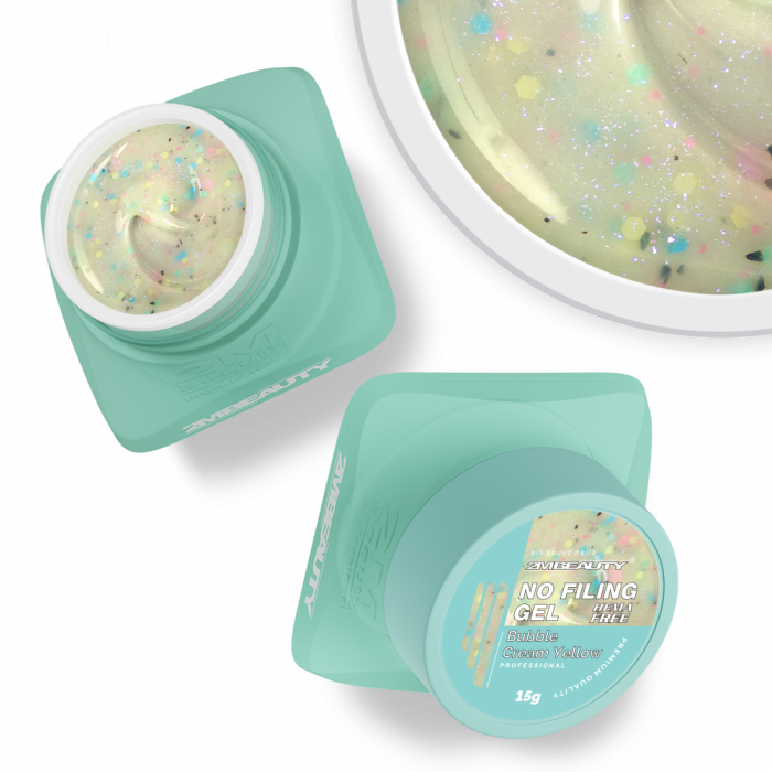 No Filing - Bubble Cream Yellow - HEMA Mentes Reszelésmentes Építőzselé (15g) (3)