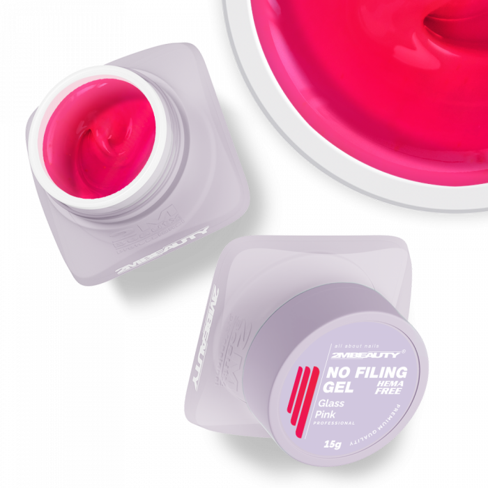 No Filing - Glass Pink - HEMA Mentes Reszelésmentes Építőzselé (30g) (2)