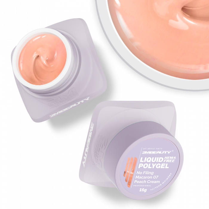 Liquid Polygel No Filing - Macaron - 07 Peach Cream - HEMA Mentes Reszelésmentes Építőzselé (50g) (2)