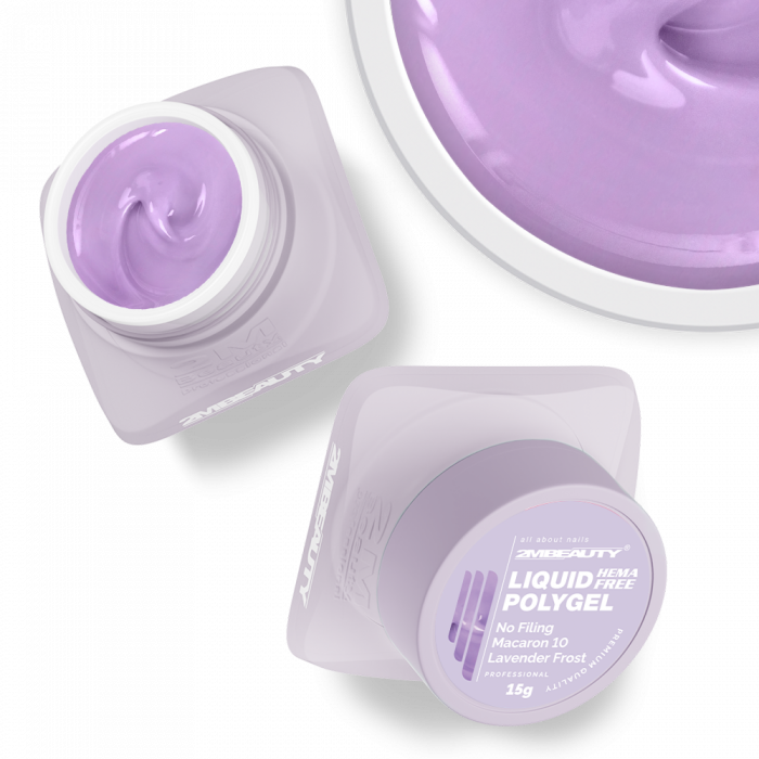 Liquid Polygel No Filing - Macaron - 10 Lavender Frost - HEMA Mentes Reszelésmentes Építőzselé (15g) (2)
