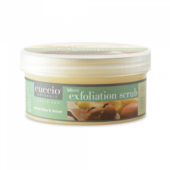 Cuccio Bőrradír Shea Vajjal és Khus-Khus-szal - Micro Exfoliation Scrub Artisan Shea & Vetiver (453 g)