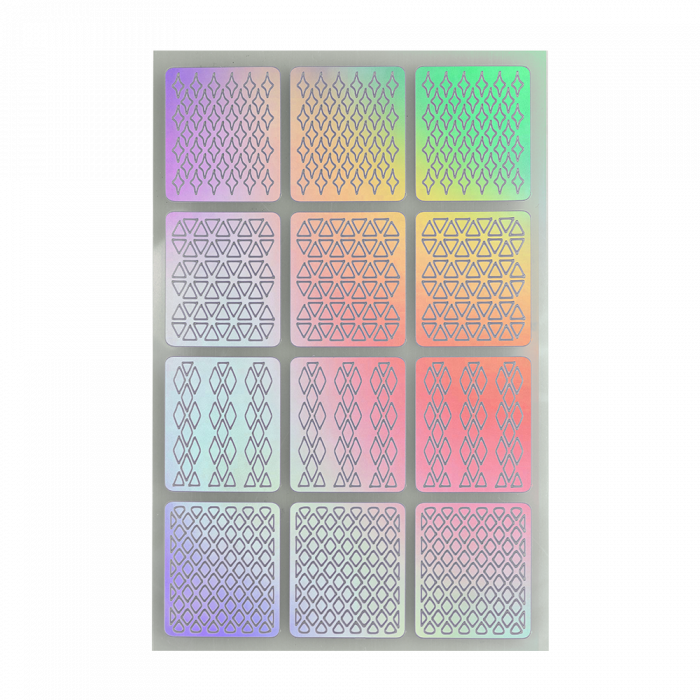 Öntapadós köröm stencil matrica 02 Holo Silver