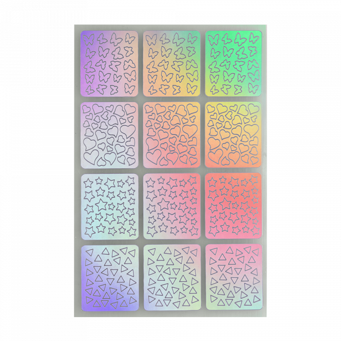 Öntapadós köröm stencil matrica 05 Holo Silver