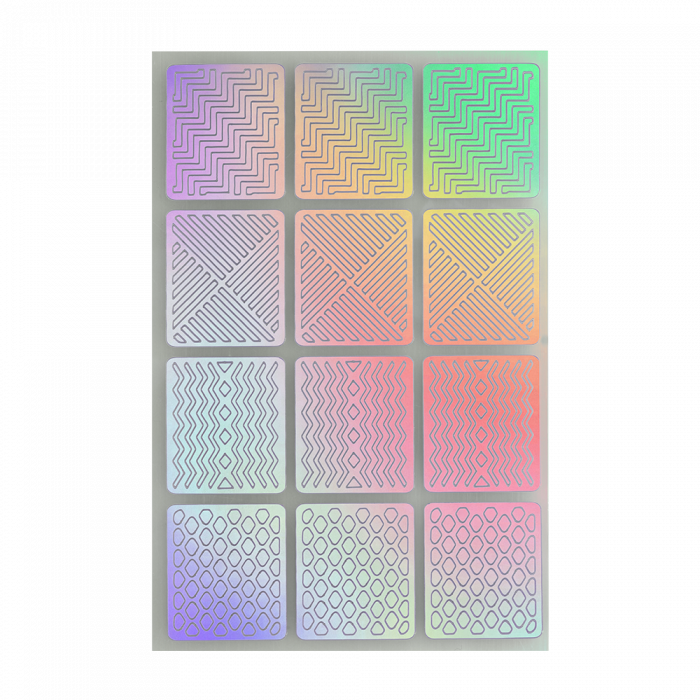 Öntapadós köröm stencil matrica 10 Holo Silver