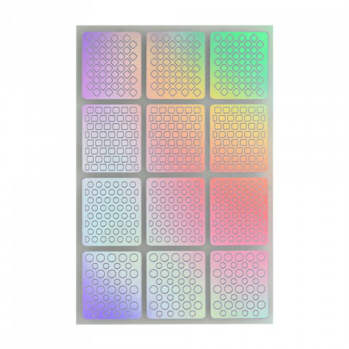 Öntapadós köröm stencil matrica 12 Holo Silver