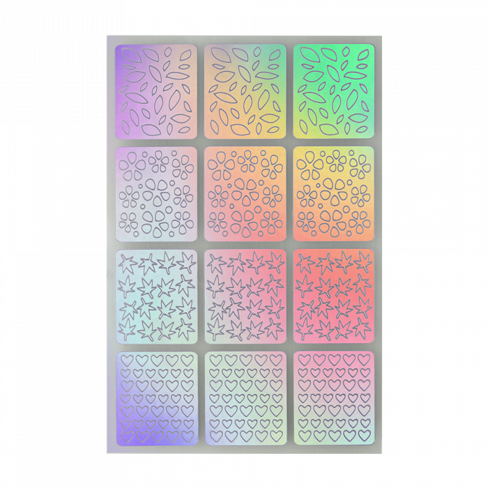 Öntapadós köröm stencil matrica 13 Holo Silver