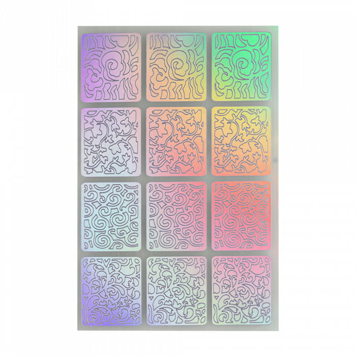 Öntapadós köröm stencil matrica 17 Holo Silver
