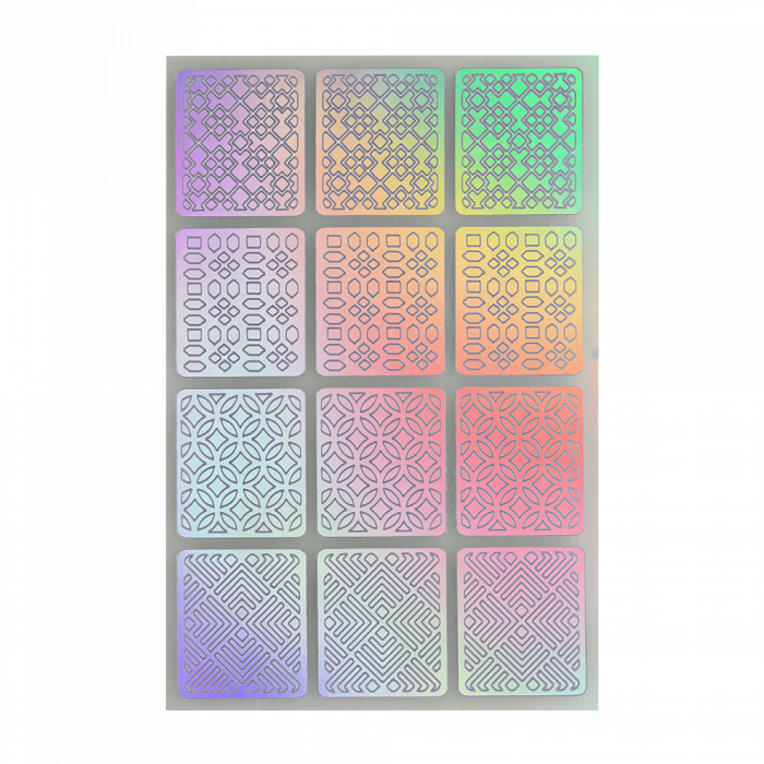 Öntapadós köröm stencil matrica 18 Holo Silver