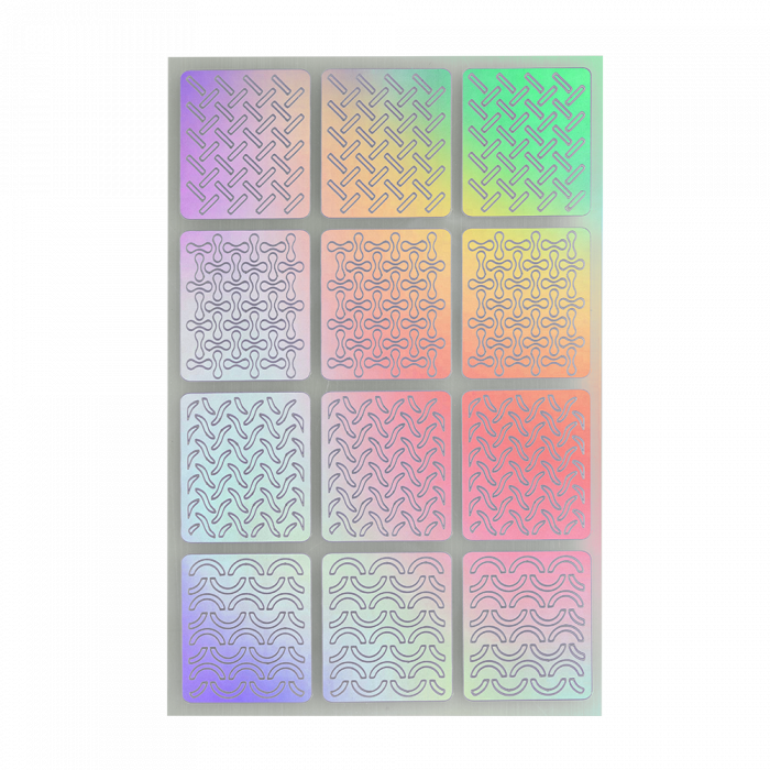 Öntapadós köröm stencil matrica 21 Holo Silver