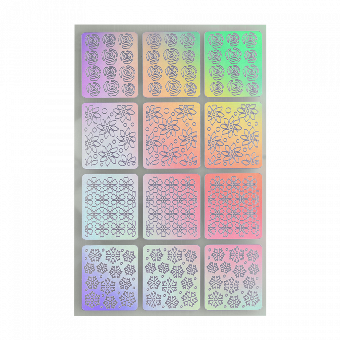 Öntapadós köröm stencil matrica 23 Holo Silver