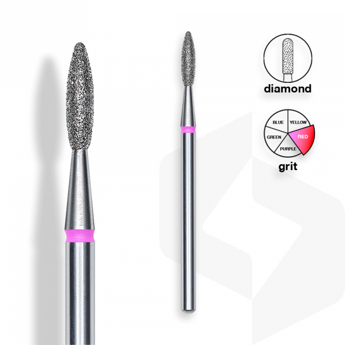Staleks - Gyémánt Csiszolófej Lándzsa 2,1 mm | 8 mm Piros | Finom | FA10R021-8