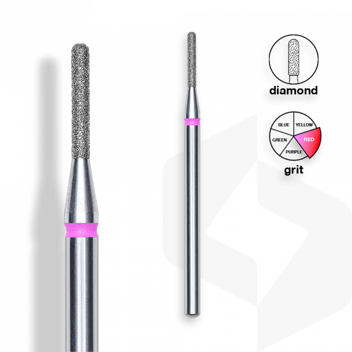 Staleks - Gyémánt Csiszolófej Keskeny Henger 1,4 mm | 8 mm Piros | Finom | FA30R014-8