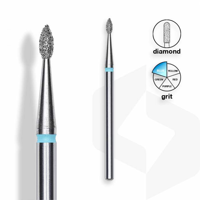 Staleks - Gyémánt Csiszolófej Csepp 1,6 mm | 4 mm Kék | Közepes | FA40B016-4