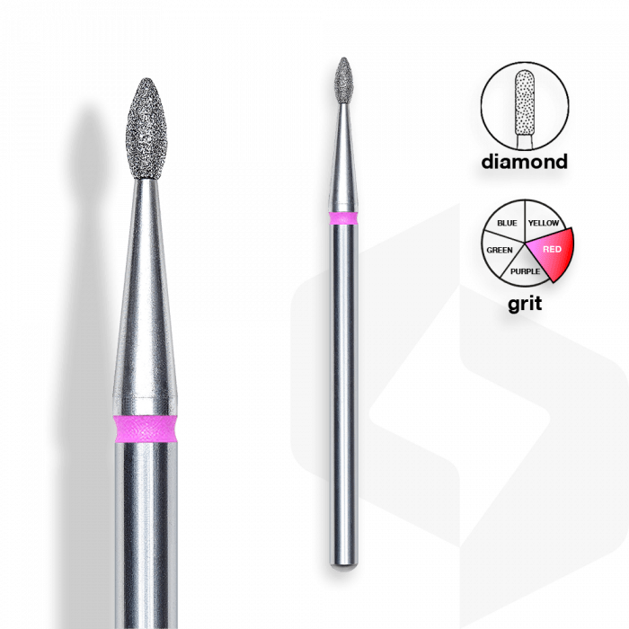 Staleks - Gyémánt Csiszolófej Csepp 1,6 mm | 4 mm Piros | Finom | FA40R016-4