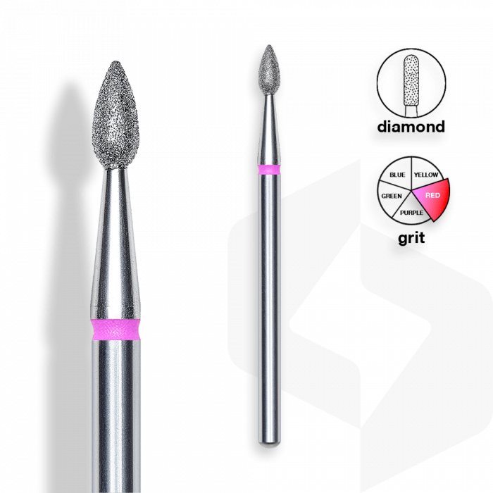 Staleks - Gyémánt Csiszolófej Csepp 2,3 mm | 5 mm Piros | Finom | FA40R023-5