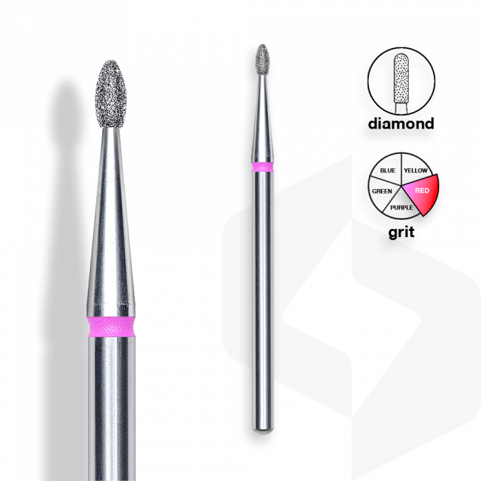 Staleks - Gyémánt Csiszolófej Ovális 1,6 mm | 3,4 mm Piros | Finom | FA50R016-3.4
