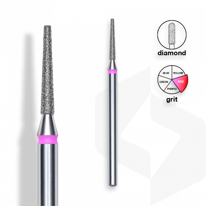 Staleks - Gyémánt Csiszolófej Csonka Keskeny Kúp 1,6 mm | 10 mm Piros | Finom | FA70R016-10