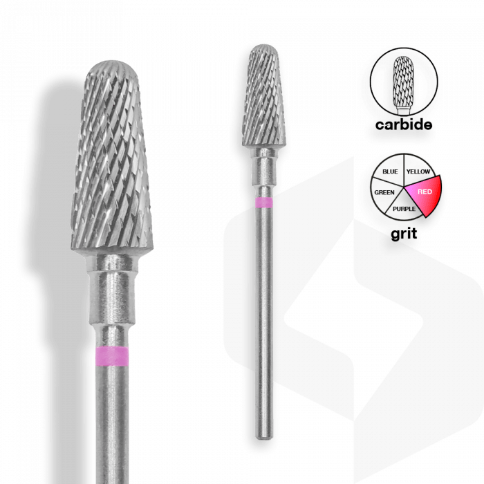 Staleks - Karbid Csiszolófej Lekerekített Kúp 6 mm | 14 mm Piros | Finom | FT70R060-14
