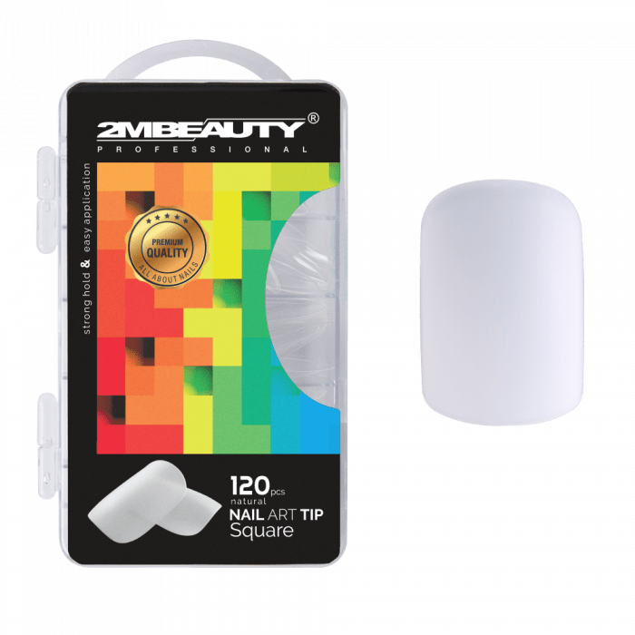Nail Art Tip Square Natural - 120 db Tip (120db - dobozzal)