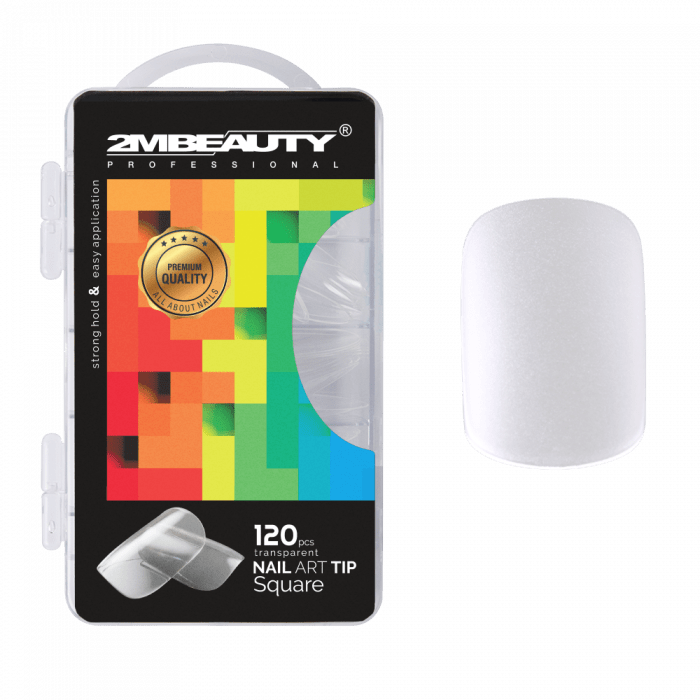 Nail Art Tip Square Clear - 120 db Tip (120db - dobozzal)