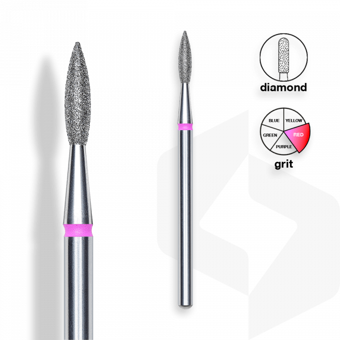 Staleks - Gyémánt Csiszolófej Hegyes Lándzsa 2,1 mm | 8 mm Piros | Finom | FA11R021-8