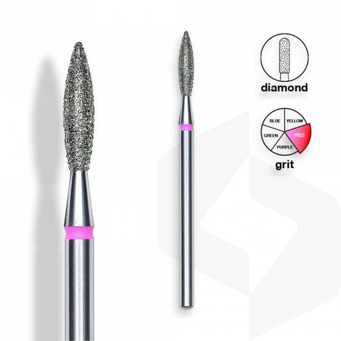 Staleks - Gyémánt Csiszolófej Lándzsa 2,3 mm | 10 mm Piros | Finom | FA10R023-10