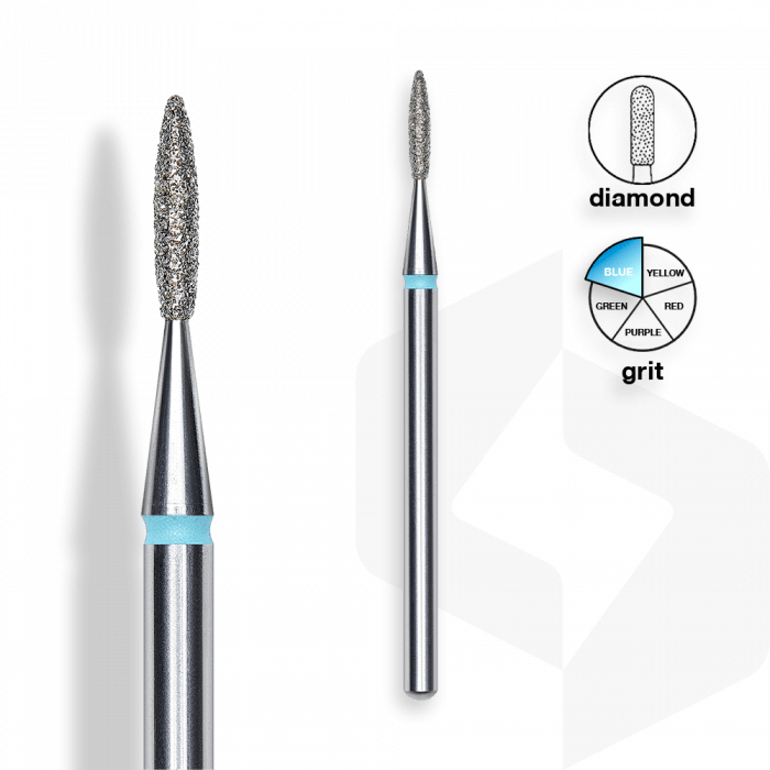 Staleks - Gyémánt Csiszolófej Hegyes Lándzsa 1,6 mm | 8 mm Kék | Közepes | FA10B016-8