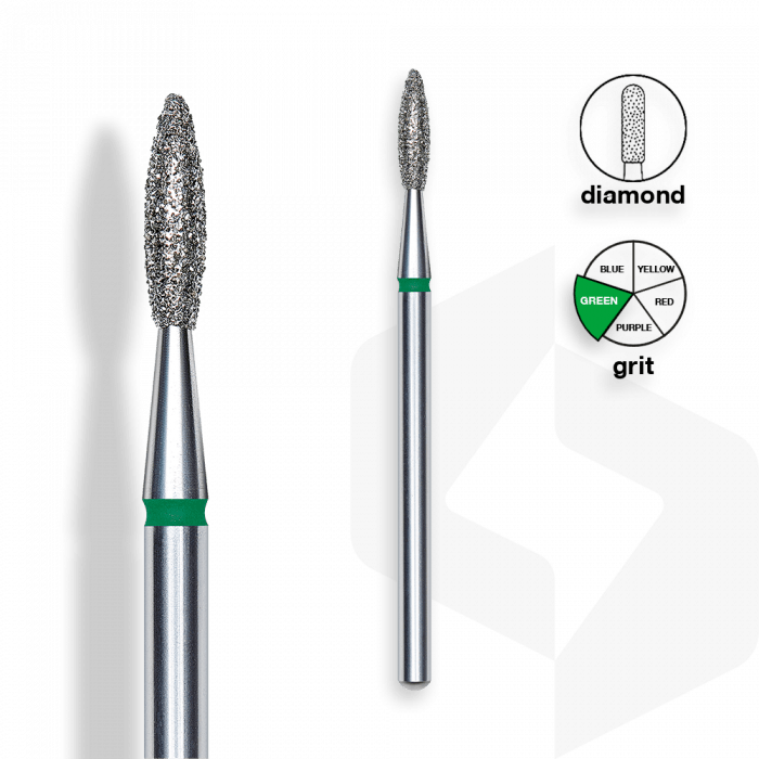 Staleks - Gyémánt Csiszolófej Hegyes Lándzsa 2,1 mm | 8 mm Zöld | Durva | FA10G021-8
