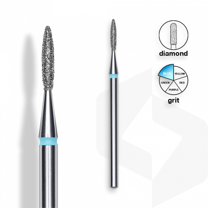 Staleks - Gyémánt Csiszolófej Hegyes Lándzsa 1,6 mm | 8 mm Kék | Közepes | FA11B016-8