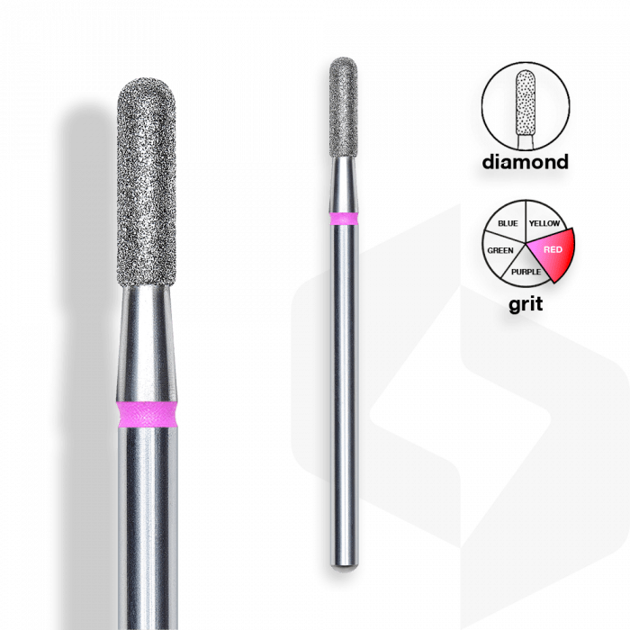 Staleks - Gyémánt Csiszolófej Lekerekített Henger 2,3 mm | 8 mm Piros | Finom | FA30R023-8
