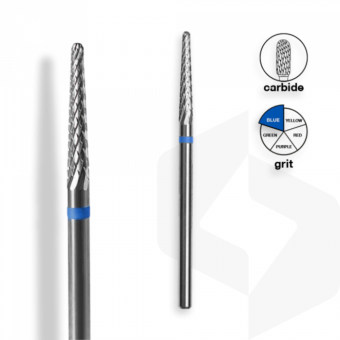 Staleks - Karbid Csiszolófej Keskeny Kúp 2,3 mm | 14 mm Kék | Közepes | FT71B023-14