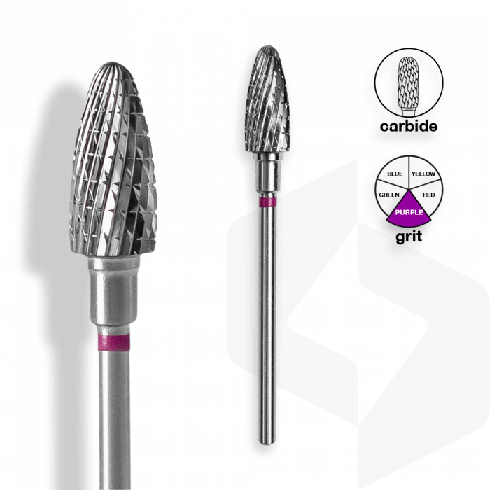 Staleks - Karbid Csiszolófej Keskeny Kugli 6 mm | 14 mm Lila | Extra Durva | FT90V060-14
