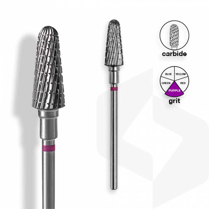 Staleks - Karbid Csiszolófej Lekerekített Kúp 6 mm | 14 mm Lila | Extra Durva | FT70V060-14