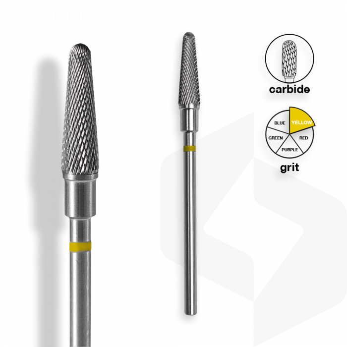 Staleks - Karbid Csiszolófej Keskeny Lekerekített Kúp 4 mm | 13 mm Sárga | Extra Finom | FT70Y040-13