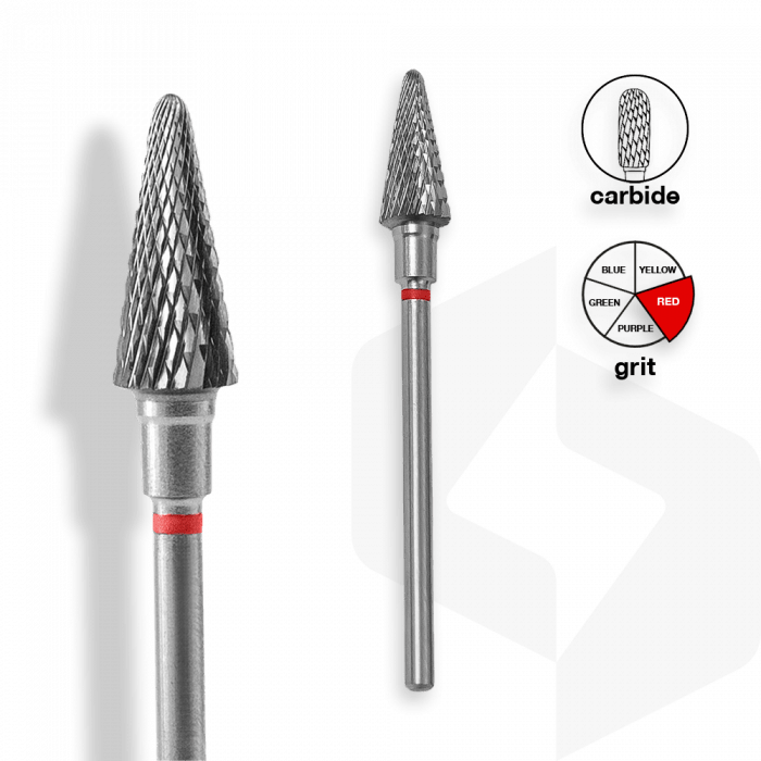 Staleks - Karbid Csiszolófej Kúp 6 mm | 14 mm Piros | Finom | FT71R060-14