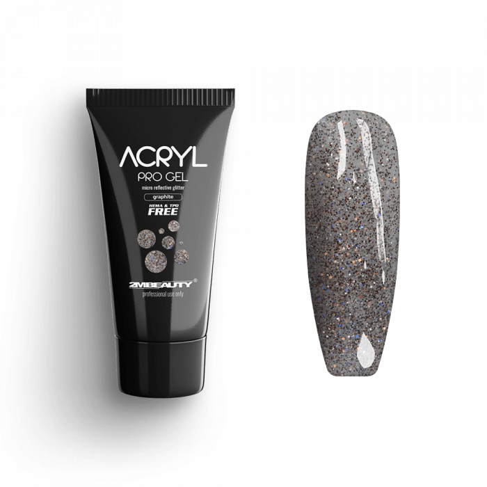 Acryl Pro Gel Micro Reflective Glitter Graphite - HEMA Mentes Akrilzselé (15g)