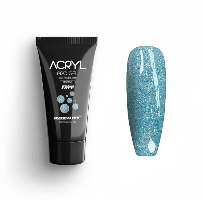 Acryl Pro Gel Micro Reflective Glitter Light Blue - HEMA Mentes Akrilzselé (15g)