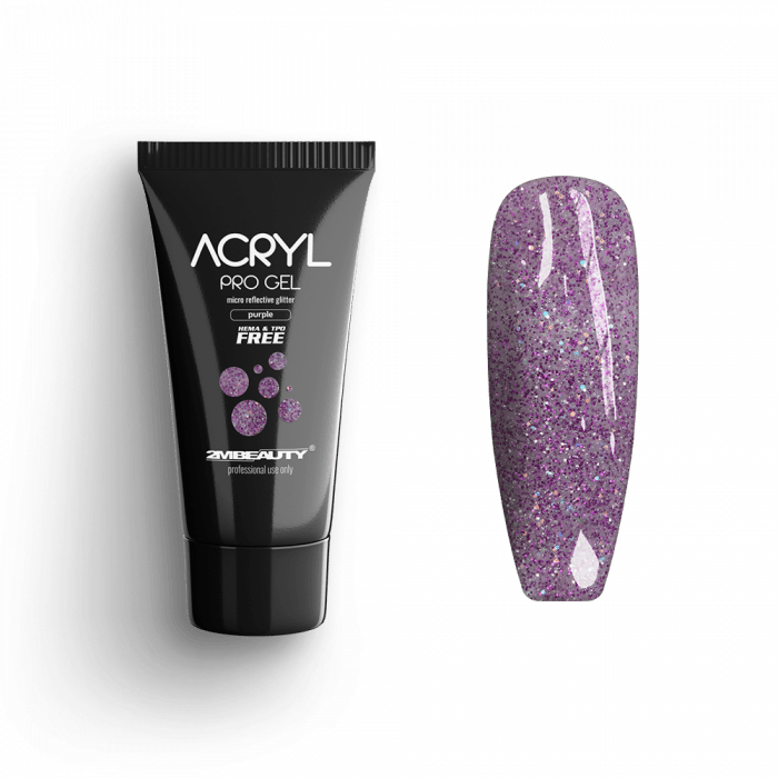 Acryl Pro Gel Micro Reflective Glitter Purple - HEMA Mentes Akrilzselé (15g)