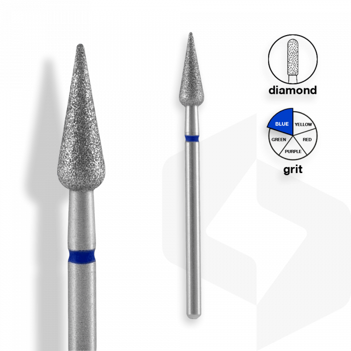 Staleks - Gyémánt Csiszolófej Hegyes Körte 4 mm | 12 mm Kék | Közepes | FA100B040-12