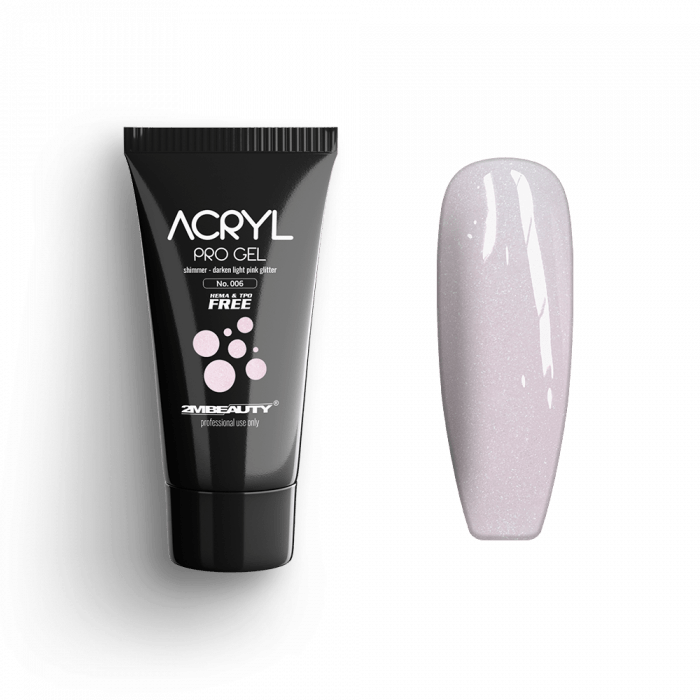 Acryl Pro Gel Shimmer 006 Darken Light Pink Glitter - HEMA Mentes Akrilzselé (15g)