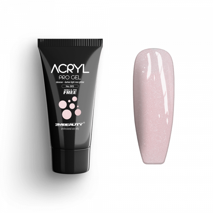 Acryl Pro Gel Shimmer 005 Darken Light Rose Glitter - HEMA Mentes Akrilzselé (15g)