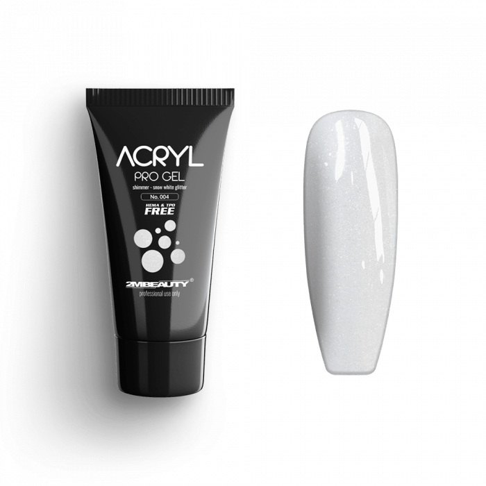 Acryl Pro Gel Shimmer 004 Snow White Glitter - HEMA Mentes Akrilzselé (15g)