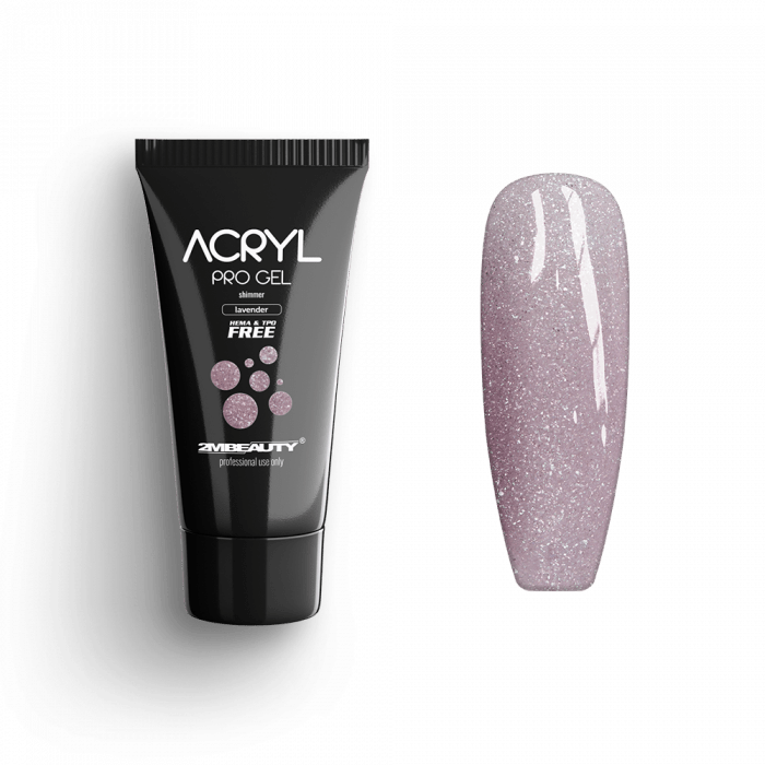Acryl Pro Gel Shimmer Lavender - HEMA Mentes Akrilzselé (15g)