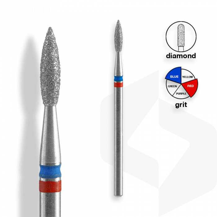 Staleks - Gyémánt Csiszolófej Hegyes Lándzsa DUO 2,1 mm | 8 mm Piros-Kék | Finom-Közepes | FA11RB021-8