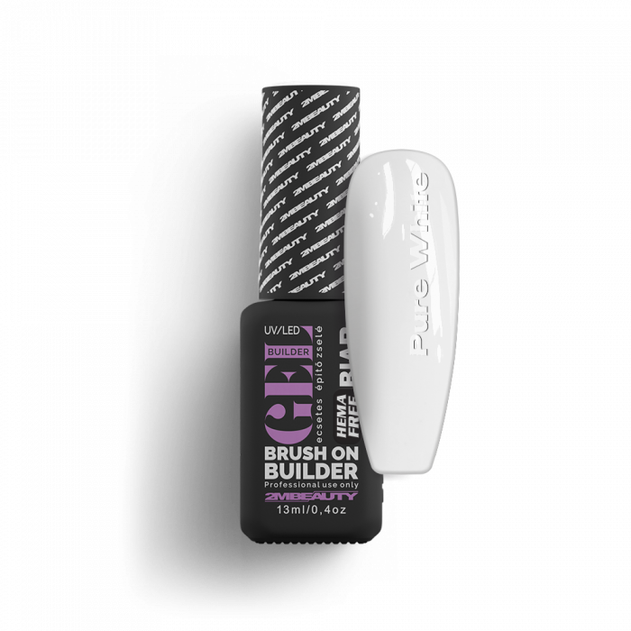 Liquid Polygel BIAB - Pure White - HEMA Mentes Ecsetes Építőzselé (13 ml)
