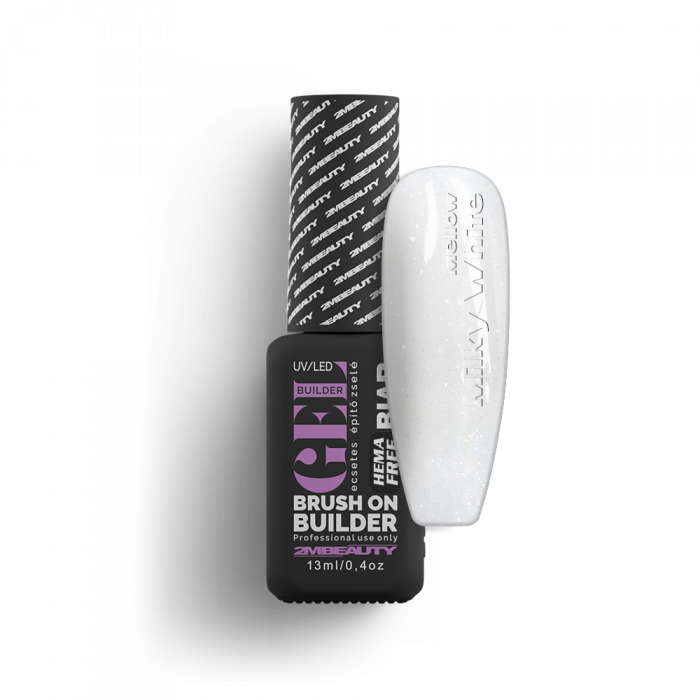 Liquid Polygel BIAB - Mellow Milky White - HEMA Mentes Ecsetes Építőzselé (13 ml)