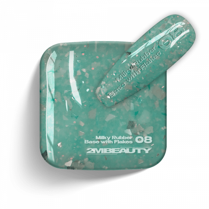 Gel Lack - Milky Rubber Base With Flakes 08 - HEMA Mentes (13 ml)